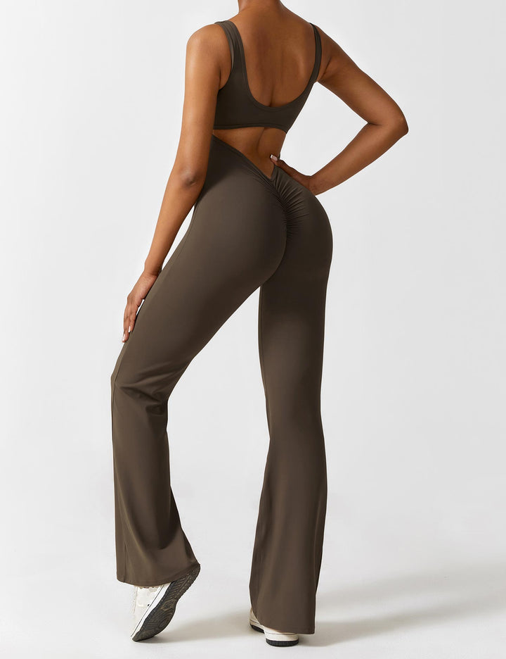 Backless jumpsuit with flared trousers – Liv-Dark blue-S-State of Style