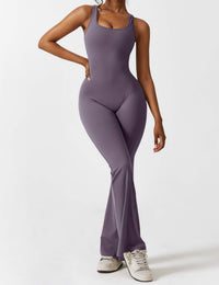 Backless jumpsuit with flared trousers – Liv-Purple-S-State of Style