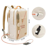 Backpack with Laptop Compartment and USB Charging Port - Nova-Beige-State of Style