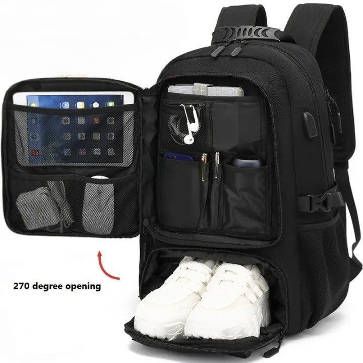 Backpack with USB connection and Large Capacity (50-80L) - UrbanTrail-Black-50L-State of Style