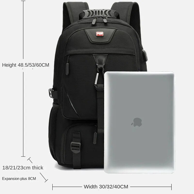 Backpack with USB connection and Large Capacity (50-80L) - UrbanTrail-Black-50L-State of Style