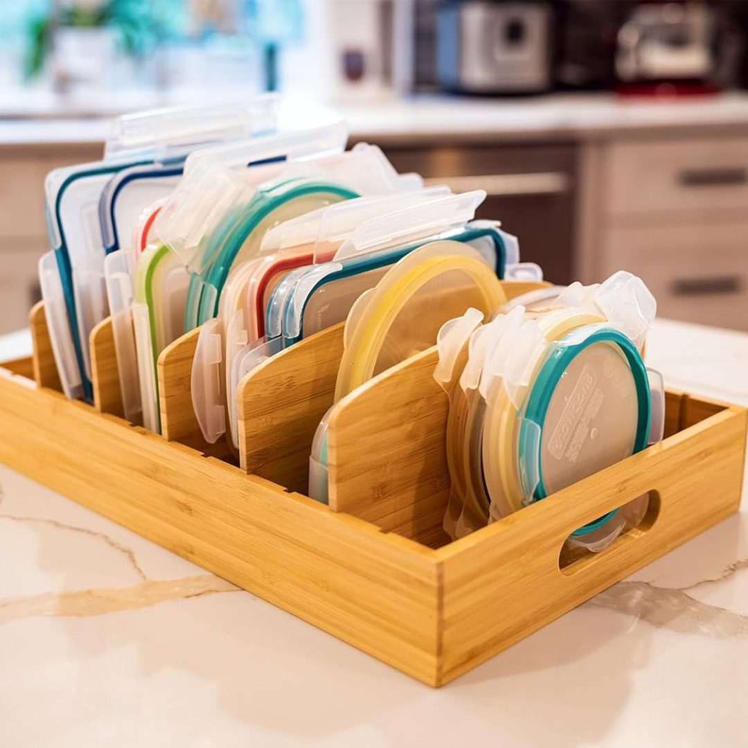 Bamboo Kitchen Organizer for Lid Storage - TopKeeper-L-State of Style