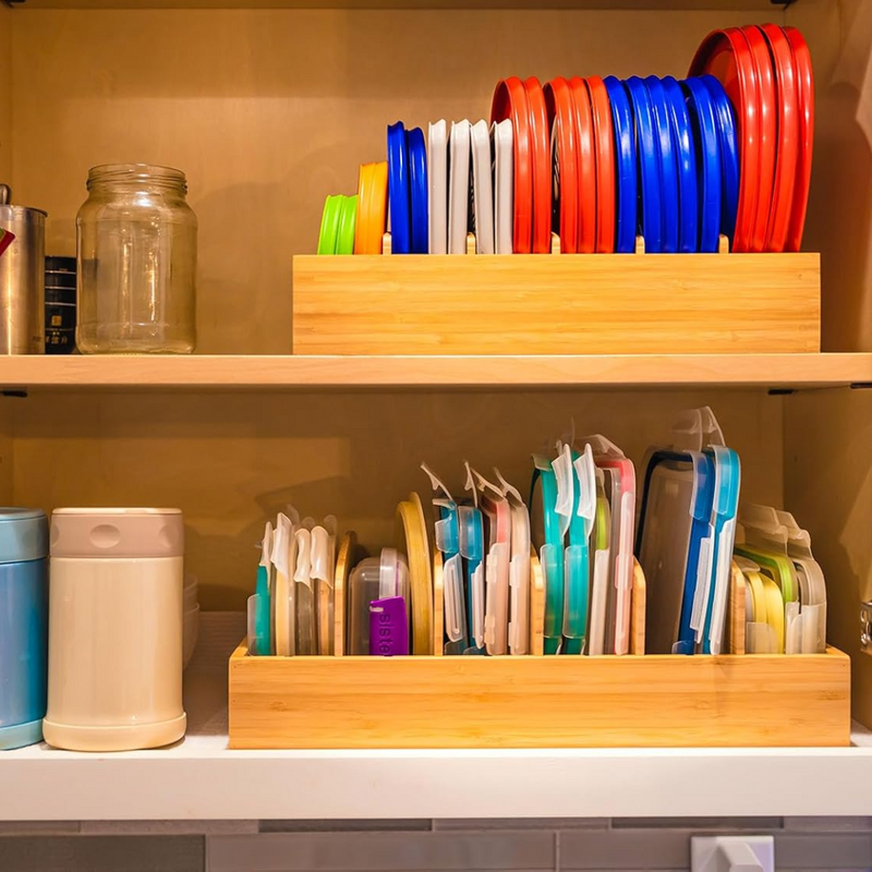 Bamboo Kitchen Organizer for Lid Storage - TopKeeper-L-State of Style
