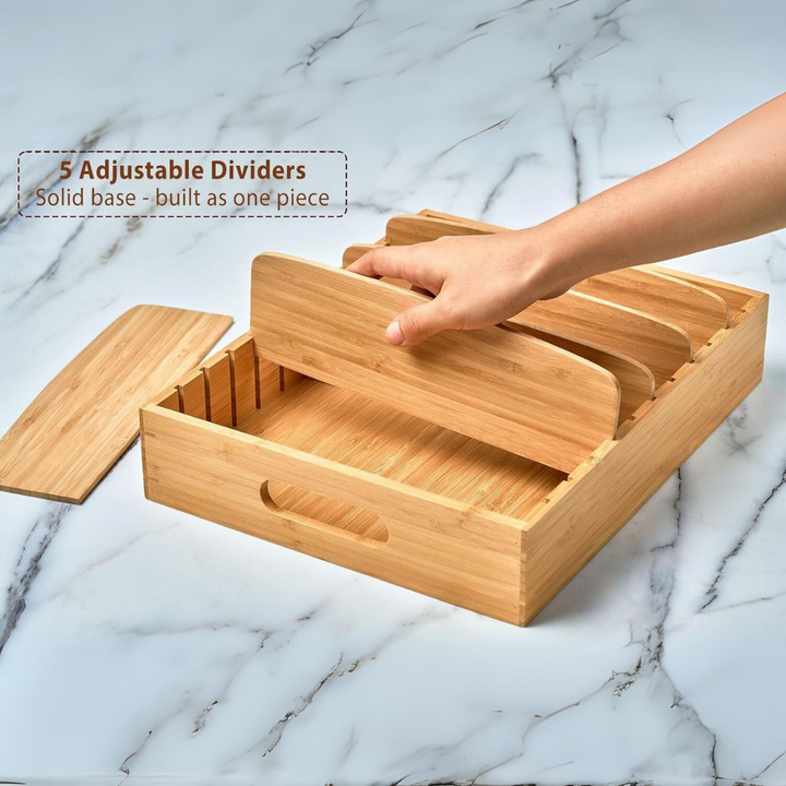 Bamboo Kitchen Organizer for Lid Storage - TopKeeper-L-State of Style