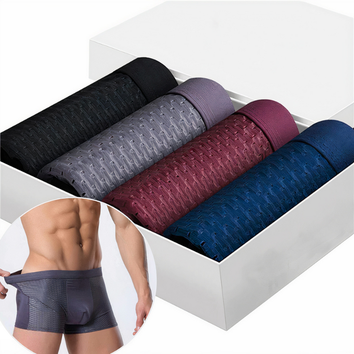 Bamboo Men's Boxers (Set of 10) - Daan-4x Black + 2x Blue + 2x Red + 2x Grey-S-State of Style