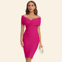 Bandage Dress with V-Neck - Celeste-Pink-S-State of Style