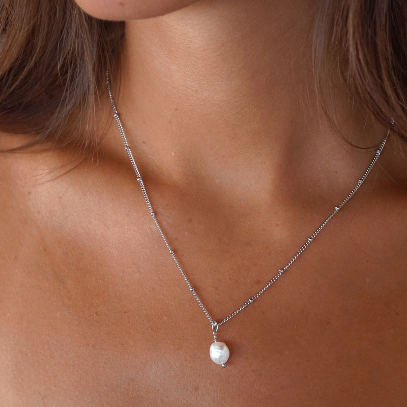 Baroque Pearl Pendant Necklace - Anisa-Silver-State of Style