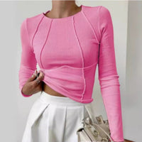 Basic Ladies Shirt with Long Sleeves - Mira-Pink-XS-State of Style