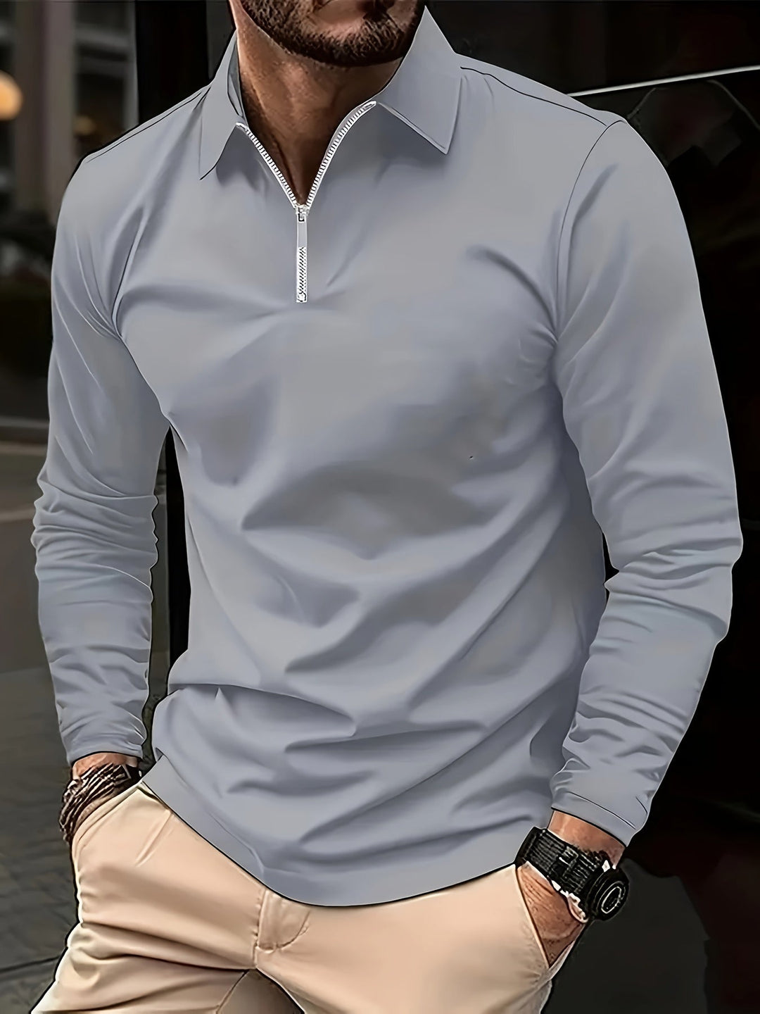 Basic Men’s Long Sleeve Shirt - Lucas-Grey-S-State of Style