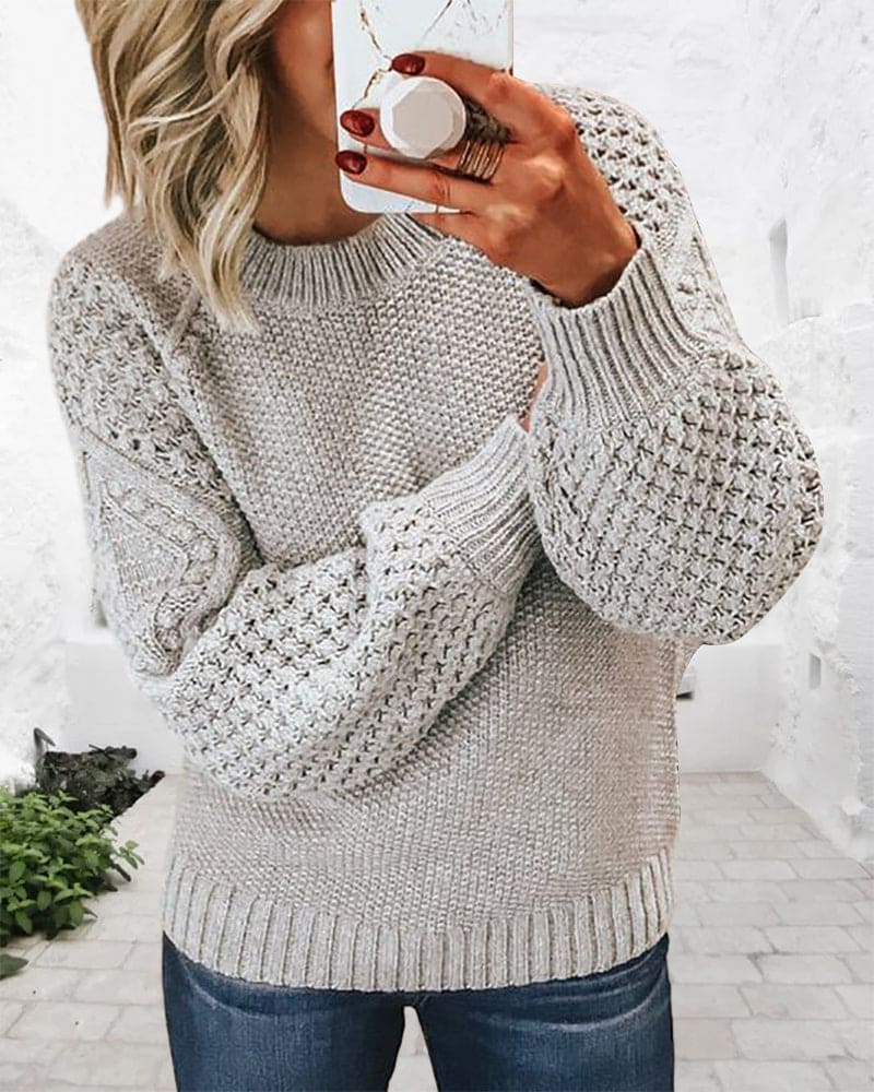 Basic Pullover Sweater - Evelyn-Grey-S-State of Style