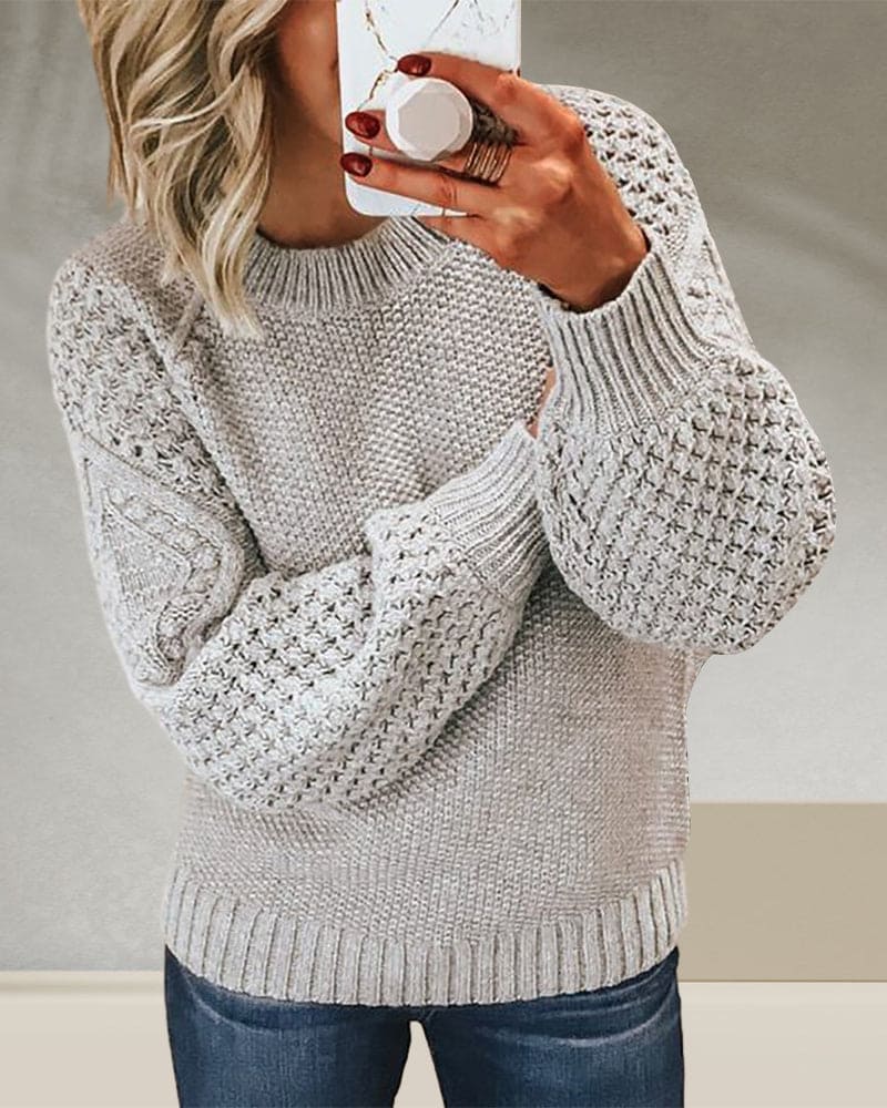 Basic Pullover Sweater - Evelyn-Grey-S-State of Style