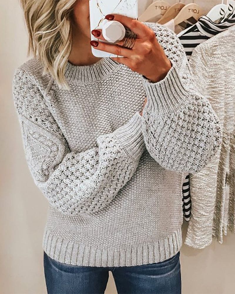 Basic Pullover Sweater - Evelyn-Grey-S-State of Style