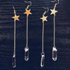 Natural Crystal Moon & Star Earrings - Elara