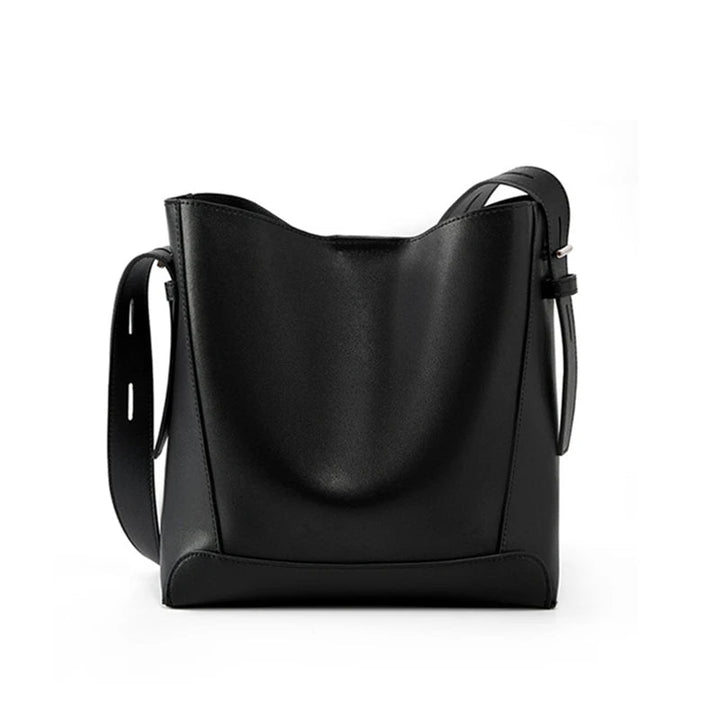 Beatrice Traditional Bag – Vintage Split Leather Bucket Crossbody Bag-Black-State of Style