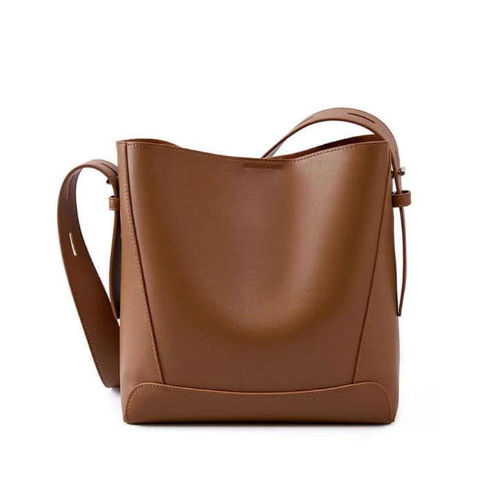 Beatrice Traditional Bag – Vintage Split Leather Bucket Crossbody Bag-Brown-State of Style