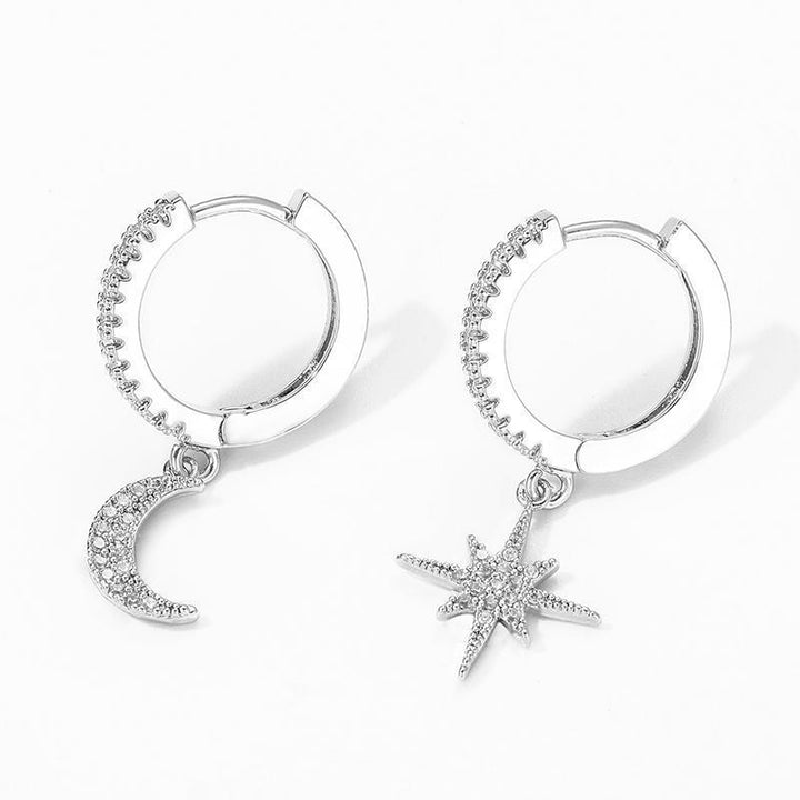 Beautiful Earrings with Moon and Star - Lunara-Silver-State of Style