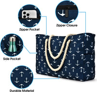 Waterproof Large Tote with Zipped Storage for Work & Play