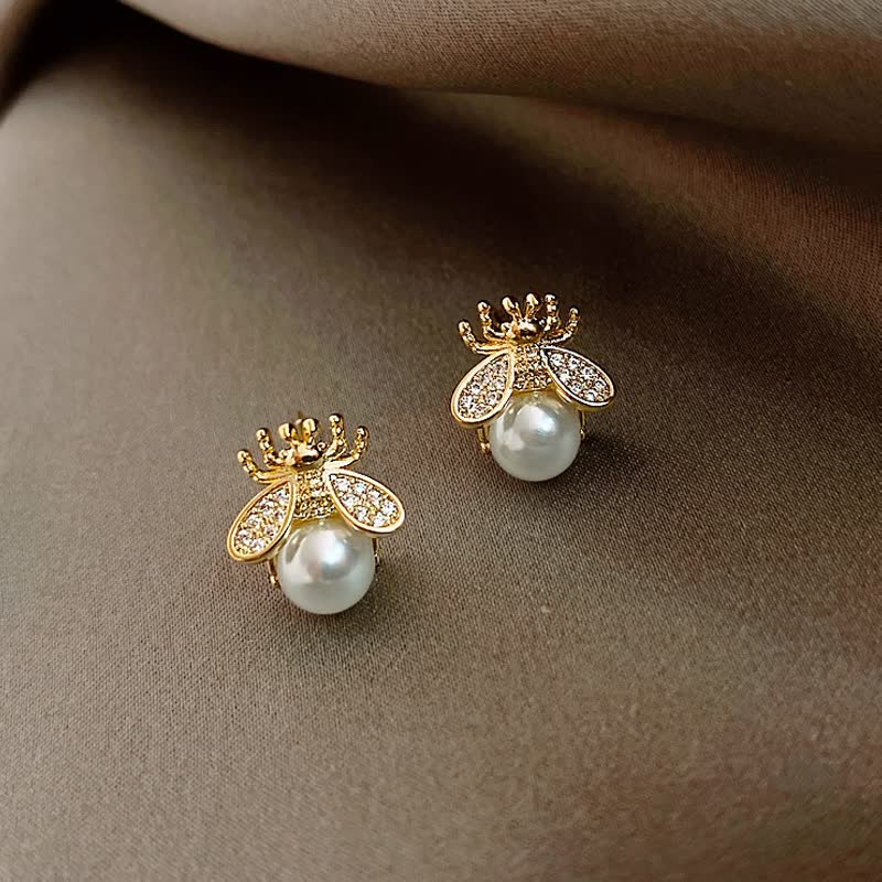 Bee Earrings For Women | Delicate Honeycomb Design-Gold-State of Style