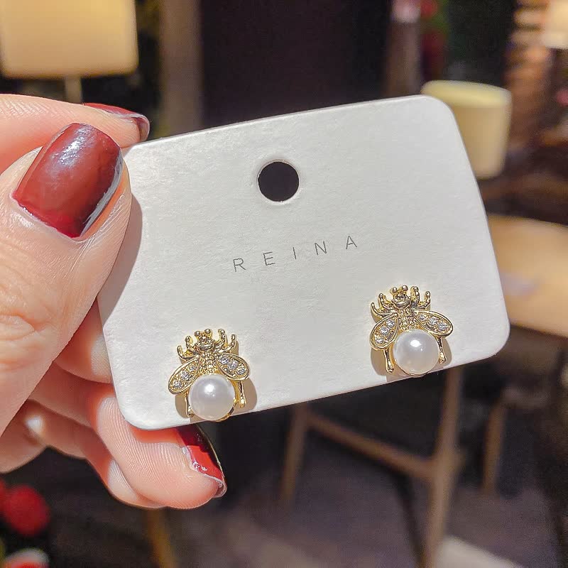 Bee Earrings For Women | Delicate Honeycomb Design-Gold-State of Style