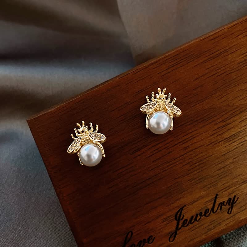 Bee Earrings For Women | Delicate Honeycomb Design-Gold-State of Style