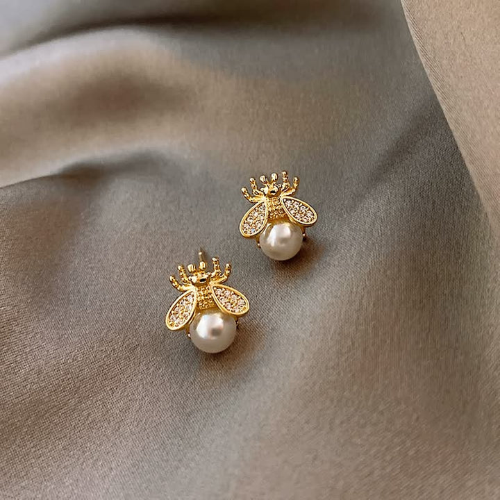 Bee Earrings For Women | Delicate Honeycomb Design-Gold-State of Style