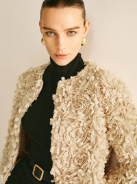 Beige Crew Neck Blazer for Women - Olivia-XS-State of Style