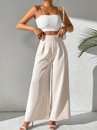 Beige High-Waist Wide-Leg Trousers for Women - Yara-S-State of Style