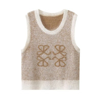 Beige Knitted Ladies Top with Vintage Jacquard Pattern – Mireille-XS-State of Style