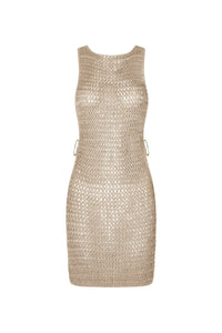 Beige Knitted Sheer Beach Dress with Airy Design – Kaïa-XS-State of Style