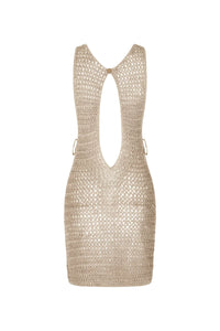 Beige Knitted Sheer Beach Dress with Airy Design – Kaïa-XS-State of Style