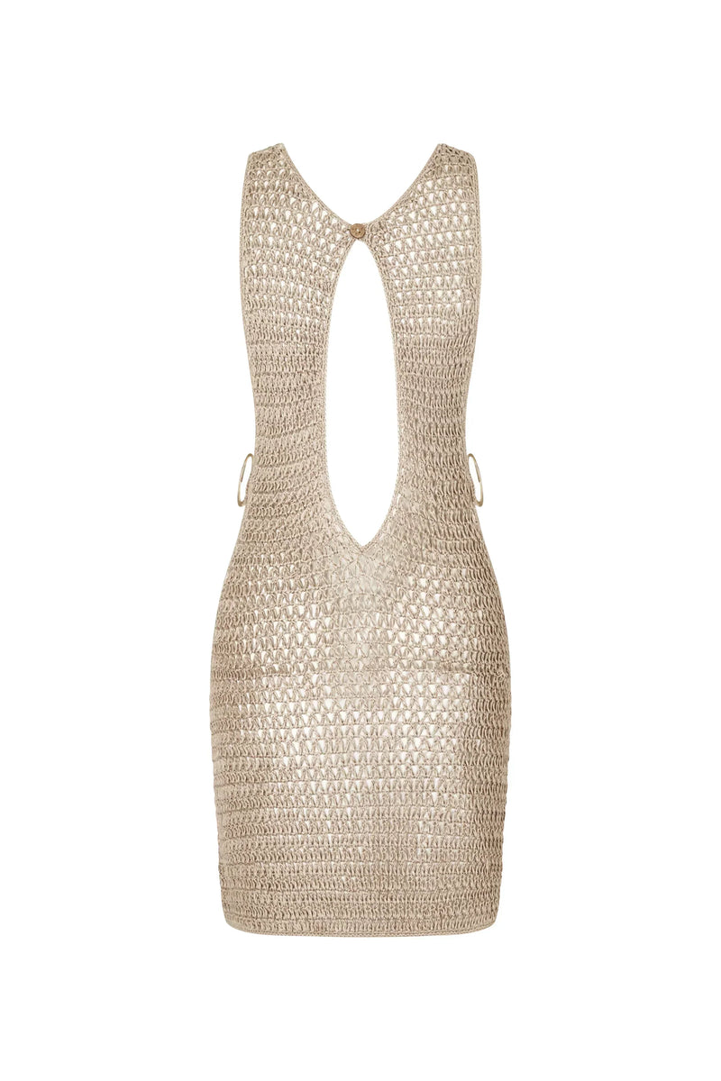Beige Knitted Sheer Beach Dress with Airy Design – Kaïa-XS-State of Style