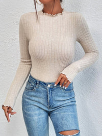 Beige Ribbed Body Suit for Women - Liora-XS-State of Style