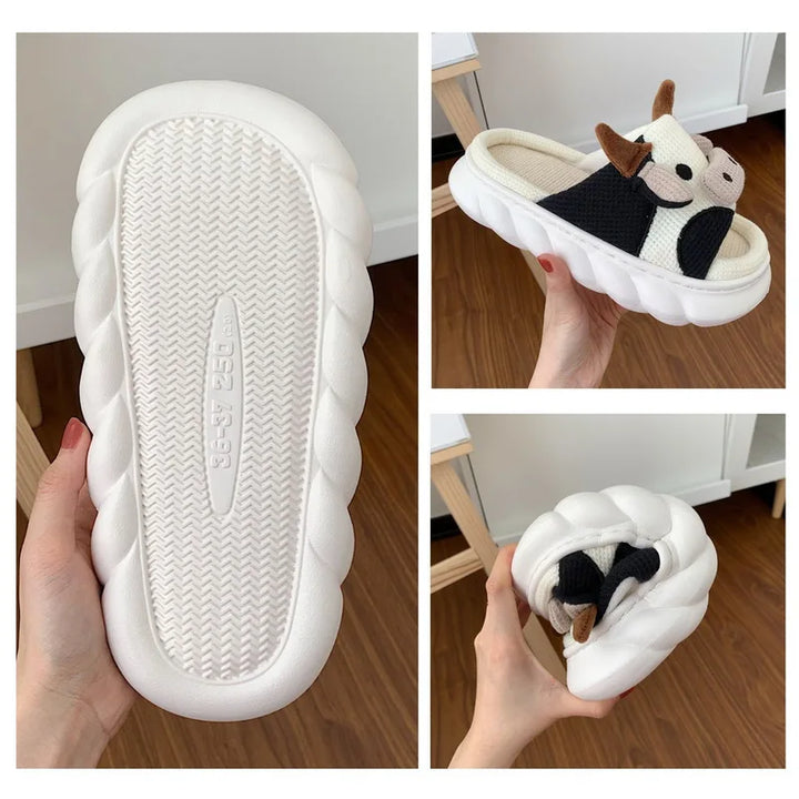 Bella - Orthopedische Koeienprint Pantoffels Wit-Witte koe-36-37-State of Style