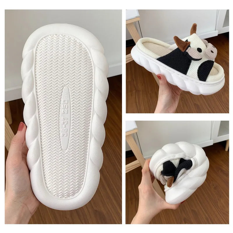 Bella - Orthopedische Koeienprint Pantoffels Wit-Witte koe-36-37-State of Style