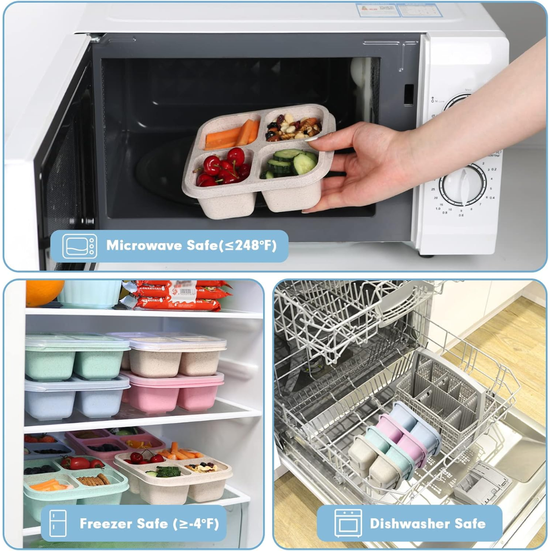Bento-Style 4-Compartment Meal Prep Boxes (4-Pack) - Bento4You-State of Style
