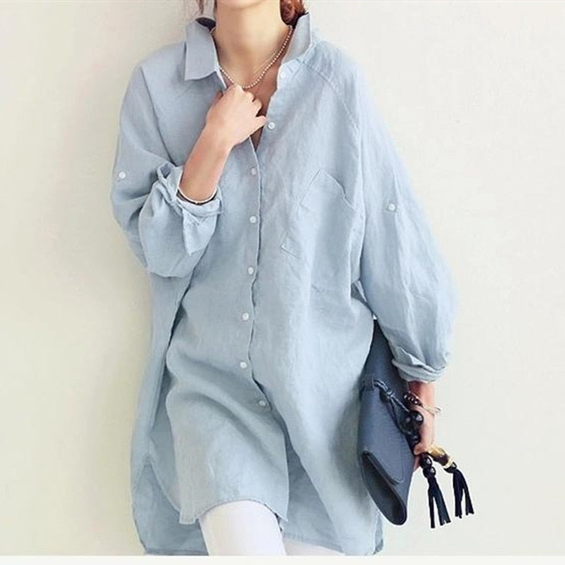 BigShirt | Women's Oversized Shirt-Blue-S-State of Style