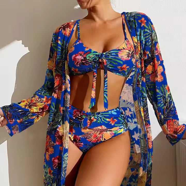Bikini set with High Waist and Cover-up – Amira-Blue-XS-State of Style