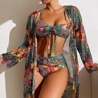Bikini set with High Waist and Cover-up – Amira-Gray-XS-State of Style