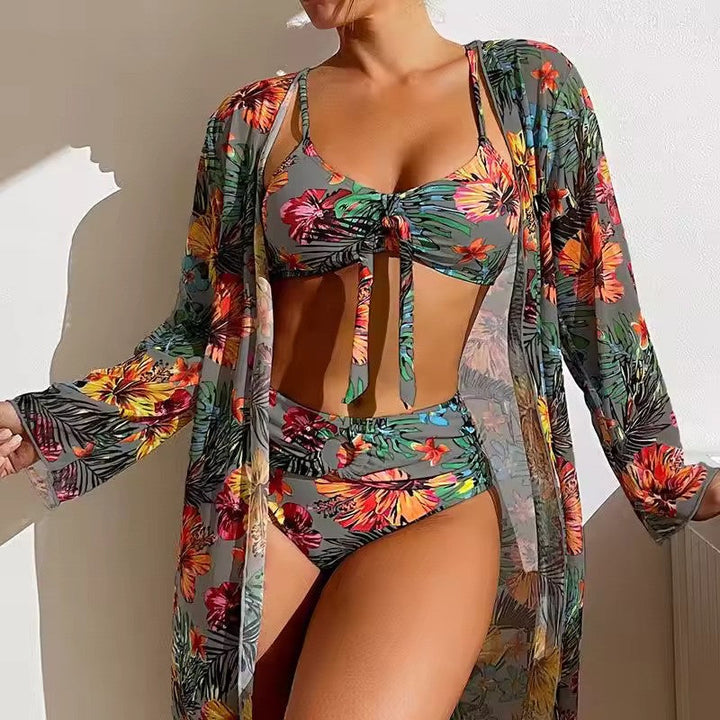 Bikini set with High Waist and Cover-up – Amira-Gray-XS-State of Style