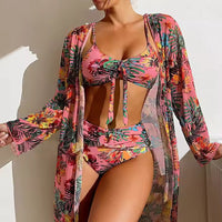 Bikini set with High Waist and Cover-up – Amira-Pink-XS-State of Style