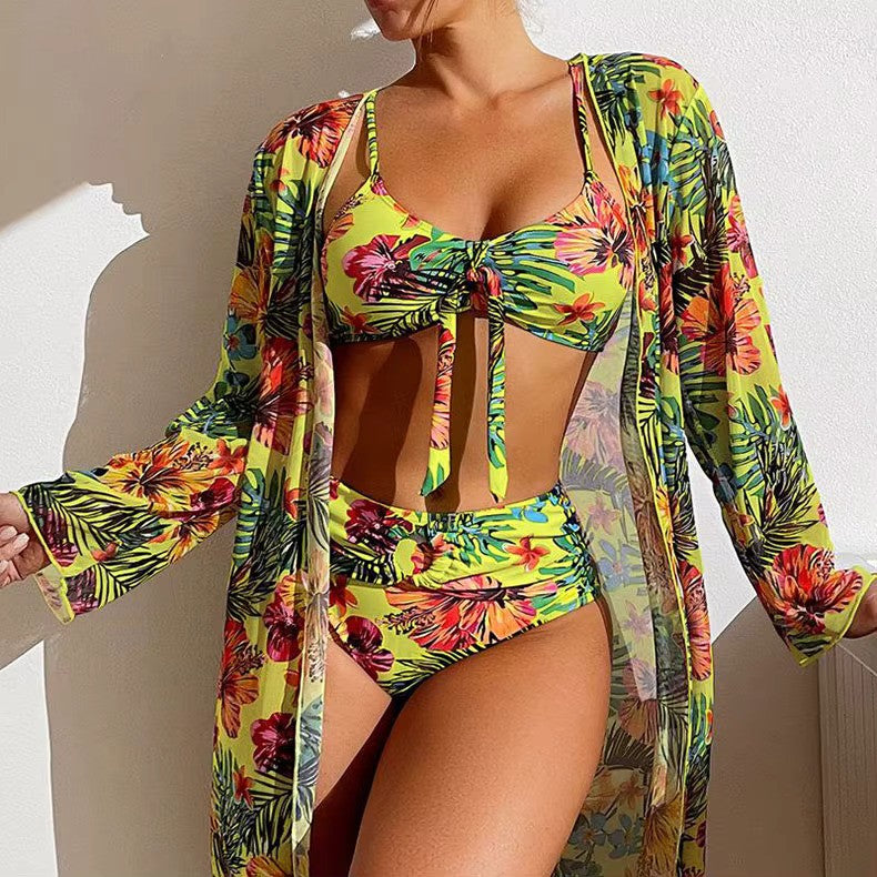 Bikini set with High Waist and Cover-up – Amira-Yellow-XS-State of Style