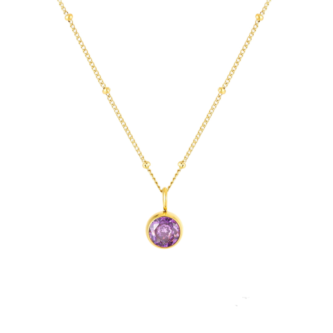 Birthstone Necklace - Aurora-February | Amethyst-Gold-State of Style