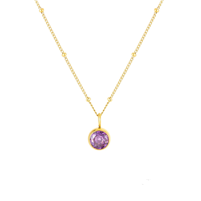 Birthstone Necklace - Aurora-February | Amethyst-Gold-State of Style