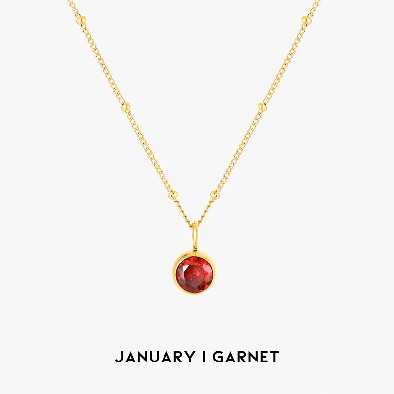 Birthstone Necklace - Aurora-January | Garnet-Gold-State of Style