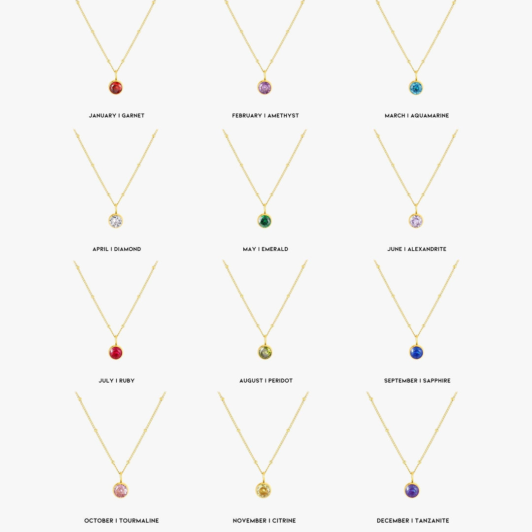 Birthstone Necklace - Aurora-January | Garnet-Gold-State of Style