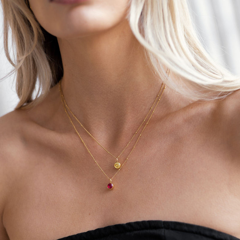 Birthstone Necklace - Aurora-January | Garnet-Gold-State of Style