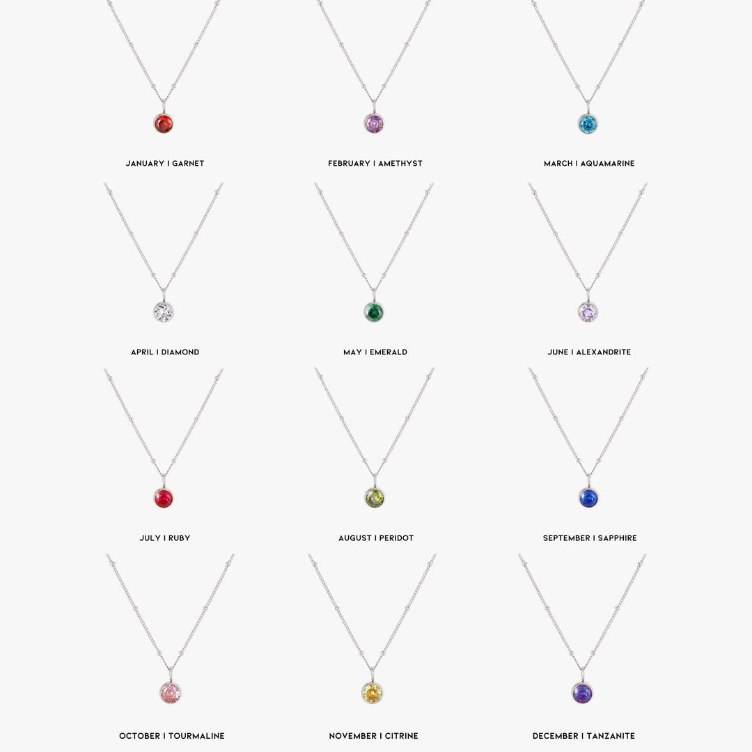Birthstone Necklace - Aurora-January | Garnet-Silver-State of Style