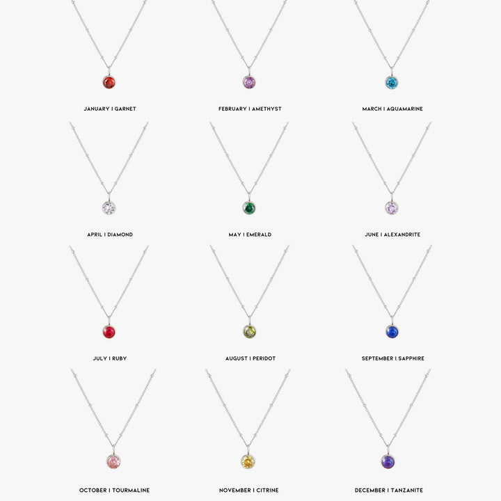 Birthstone Necklace - Aurora-January | Garnet-Silver-State of Style