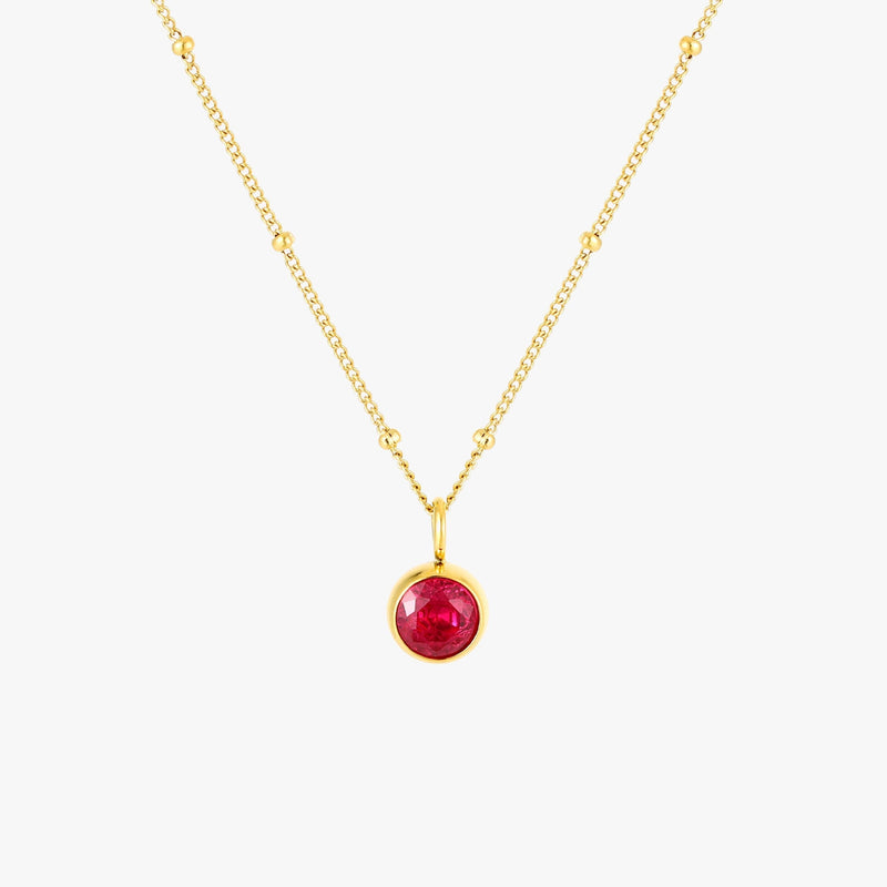 Birthstone Necklace - Aurora-July | Ruby-Gold-State of Style