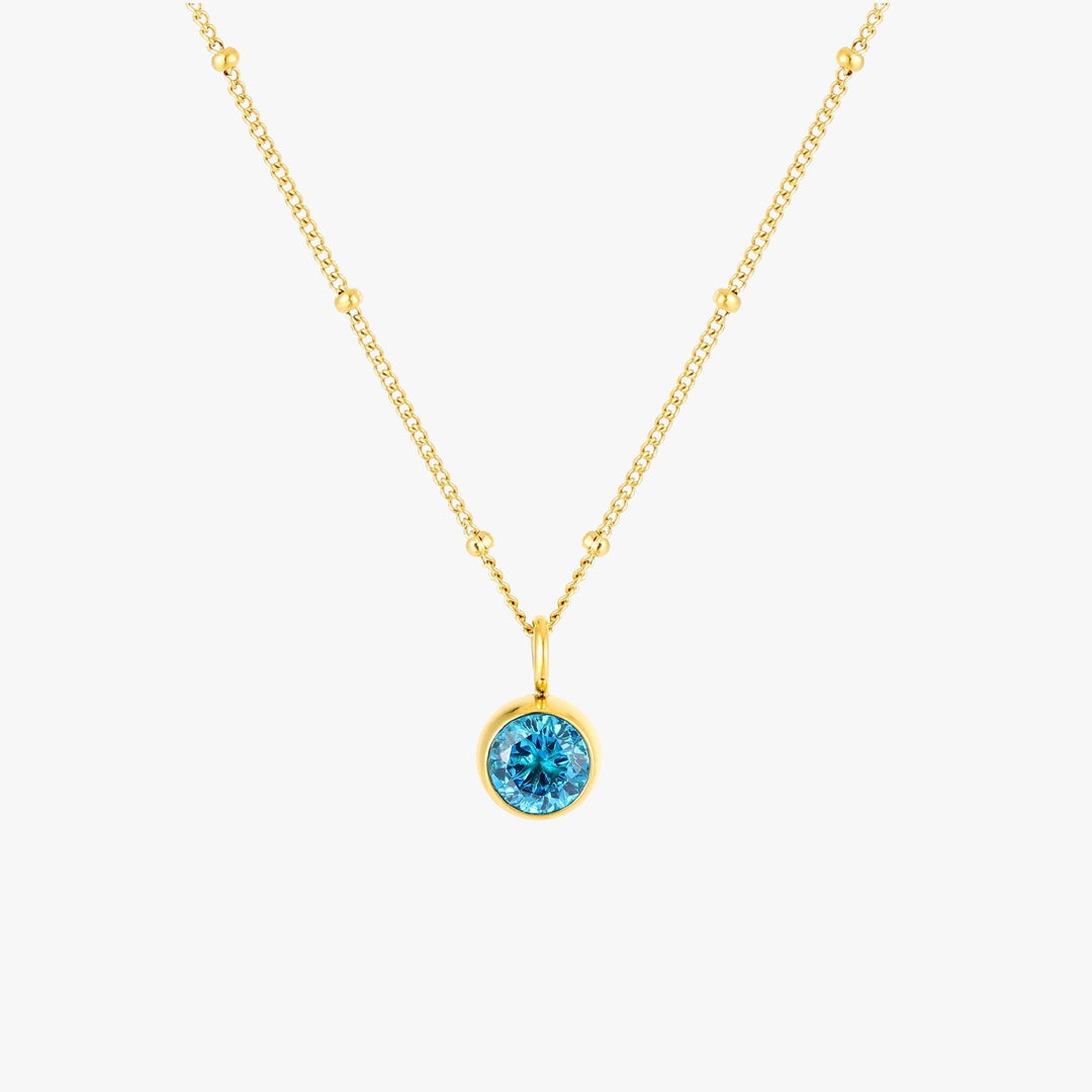 Birthstone Necklace - Aurora-March | Aquamarine-Gold-State of Style